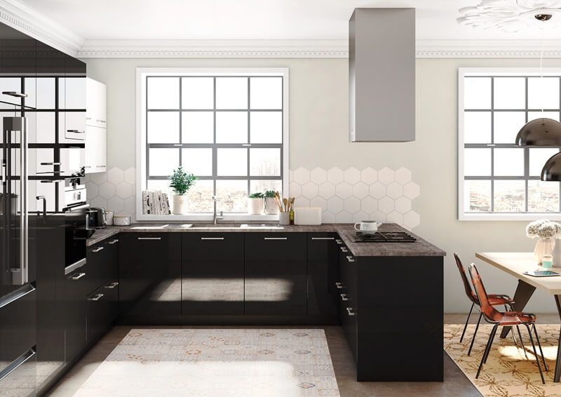 planifica una cocina pequeña con crystal brillo