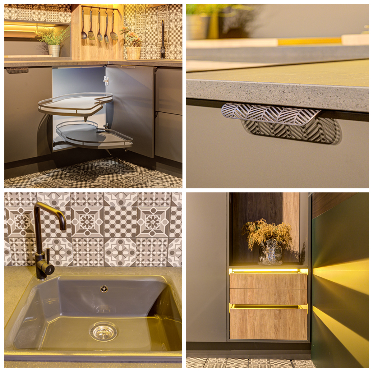 Cocina Vanguardista Tmatt Lignite y Nogal Oro